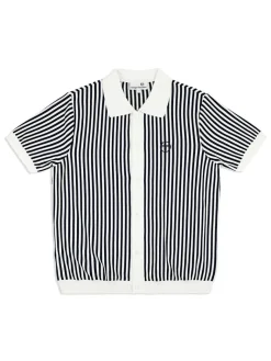 Fashion Abramo Knit Polo- Pearled Ivory/ Maritime Blue Polos