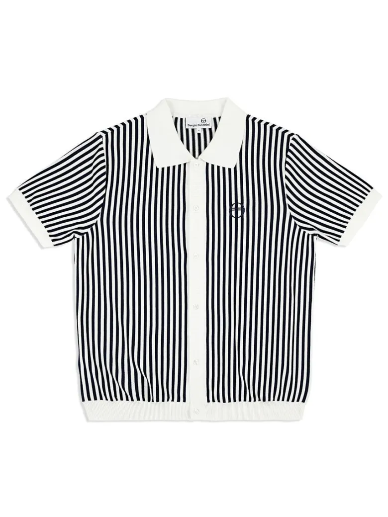 Fashion Abramo Knit Polo- Pearled Ivory/ Maritime Blue Polos