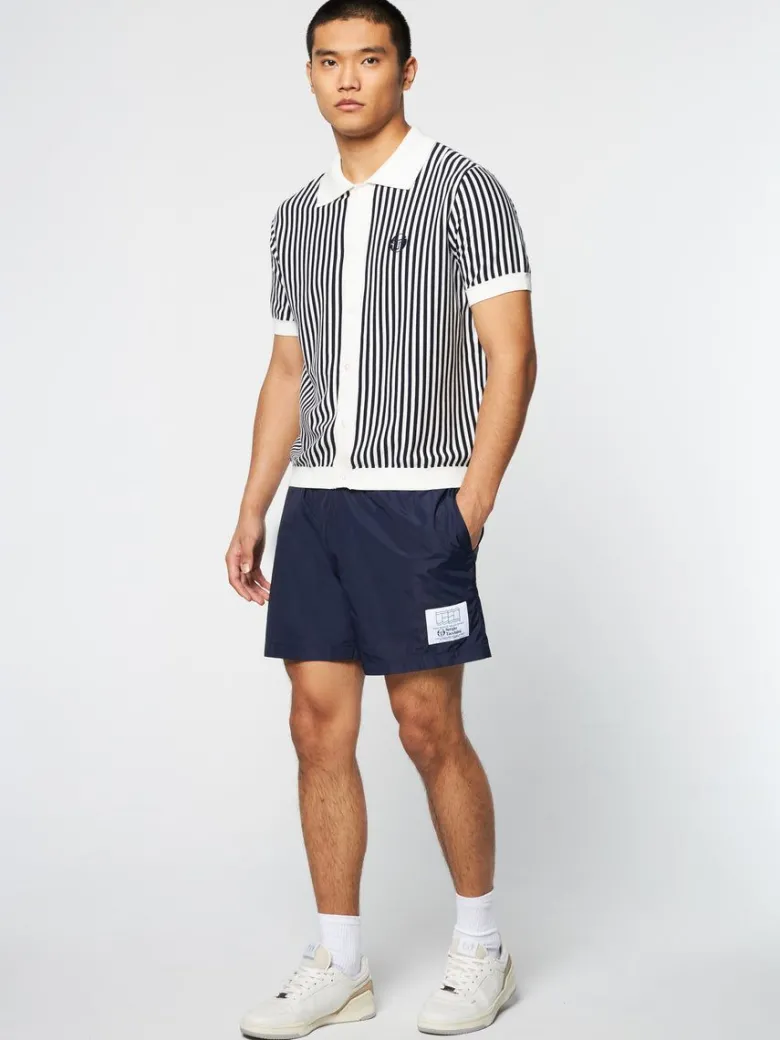 Fashion Abramo Knit Polo- Pearled Ivory/ Maritime Blue Polos