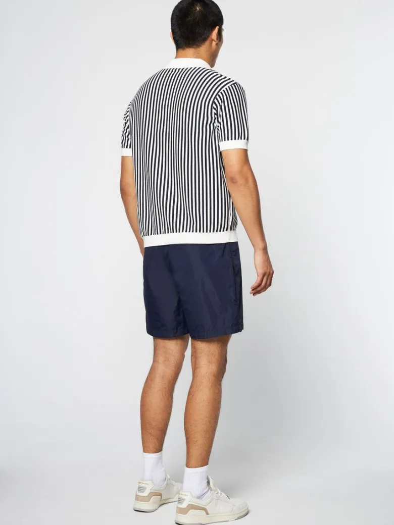 Fashion Abramo Knit Polo- Pearled Ivory/ Maritime Blue Polos