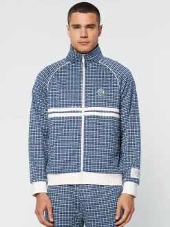 Clearance Dallas Houndstooth Track Jacket- Maritime Blue Tracksuits
