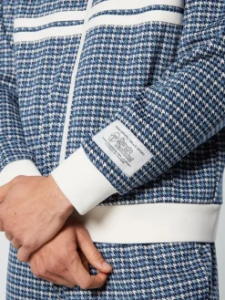 Discount Dallas Houndstooth Track Jacket- Maritime Blue View All
