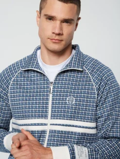 Discount Dallas Houndstooth Track Jacket- Maritime Blue View All