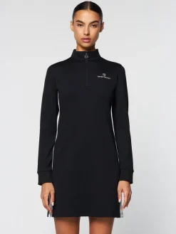 Best Damarindo Half-Zip Track Dress- Black Dresses