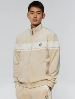 Fashion Damarindo Velour Track Jacket- Cement/ Gardenia Velour