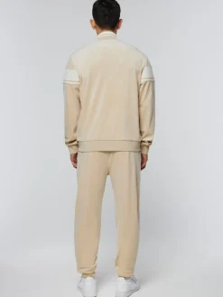 Fashion Damarindo Velour Track Jacket- Cement/ Gardenia Velour