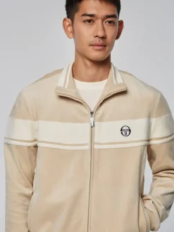 Fashion Damarindo Velour Track Jacket- Cement/ Gardenia Velour