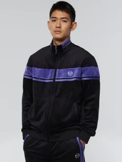 Sale Damarindo Velour Track Jacket- Black/ Liberty Velour