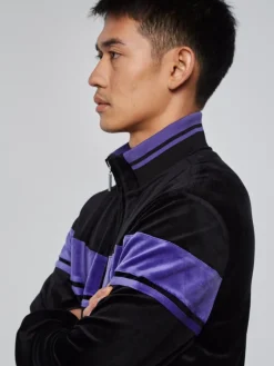 Sale Damarindo Velour Track Jacket- Black/ Liberty Velour