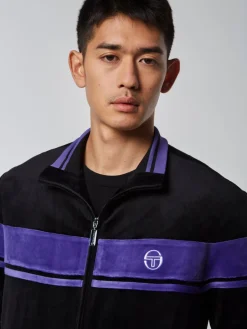 Sale Damarindo Velour Track Jacket- Black/ Liberty Velour