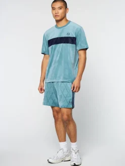 Fashion Debossed Damarindo Velour T-Shirt- Larkspur T-Shirts