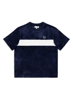 New Debossed Damarindo Velour T-Shirt- Maritime Blue Velour