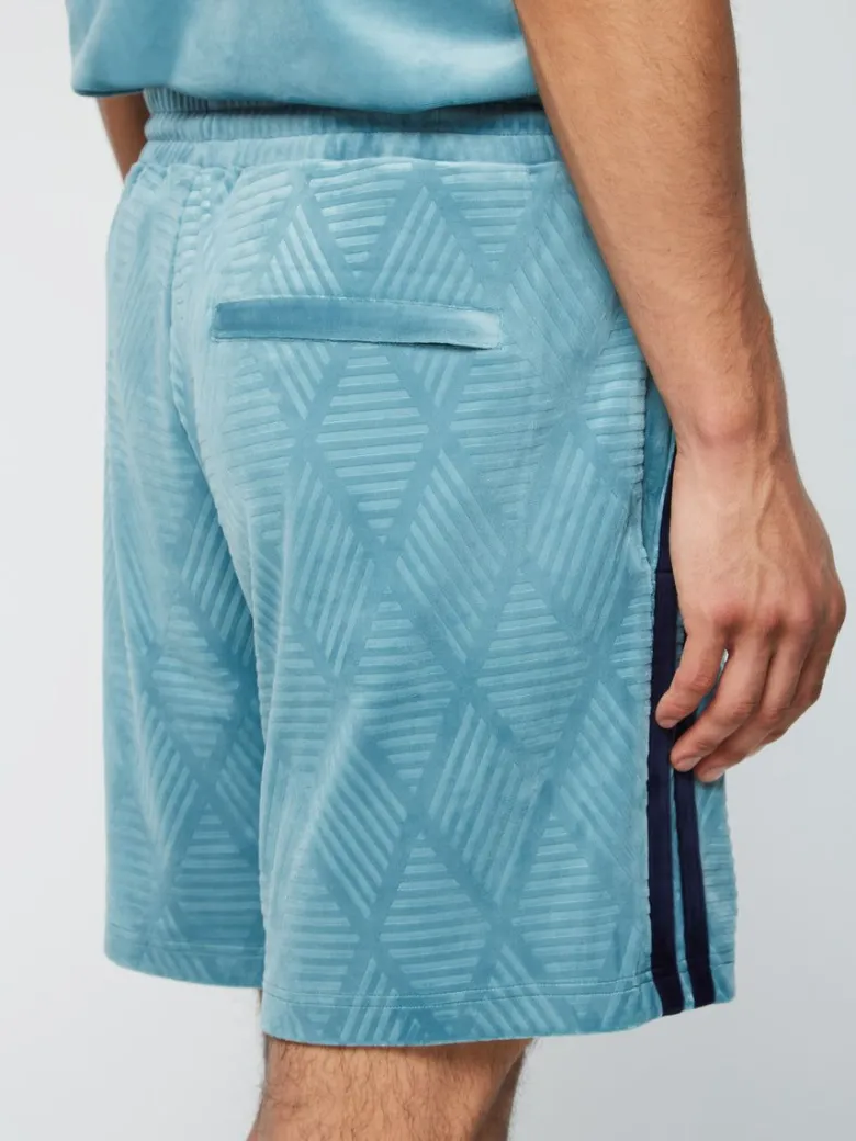 Hot Debossed Damarindo Velour Short- Larkspur Velour