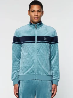 Online Debossed Damarindo Velour Track Jacket- Larkspur Tracksuits