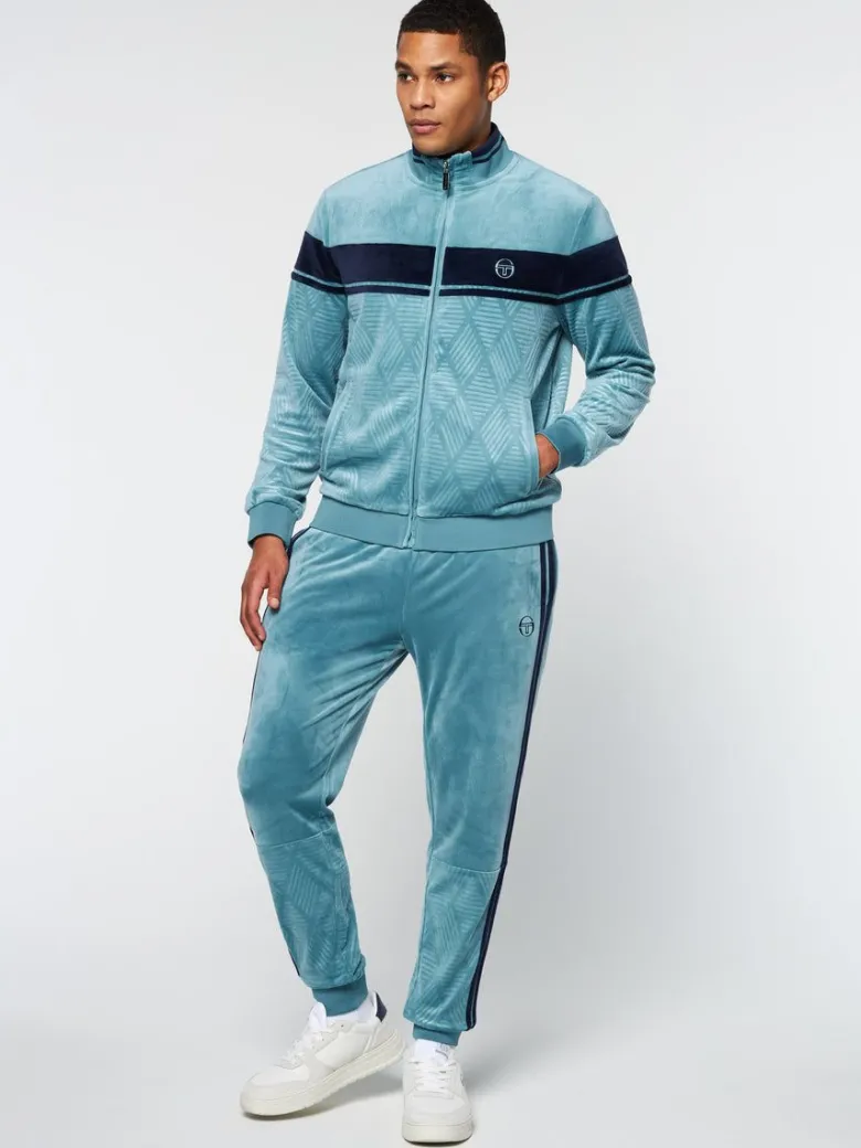 Online Debossed Damarindo Velour Track Jacket- Larkspur Tracksuits