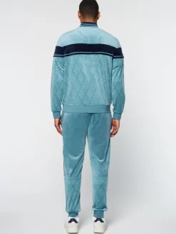 Online Debossed Damarindo Velour Track Jacket- Larkspur Tracksuits