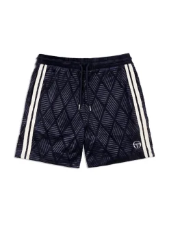Clearance Debossed Damarindo Velour Short- Maritime Blue Shorts And Swim