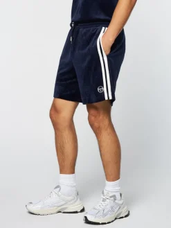 Clearance Debossed Damarindo Velour Short- Maritime Blue Shorts And Swim