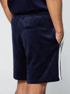 Clearance Debossed Damarindo Velour Short- Maritime Blue Shorts And Swim