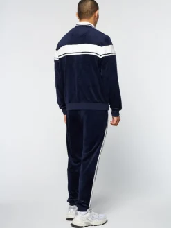 Hot Debossed Damarindo Velour Track Jacket- Maritime Blue Jackets