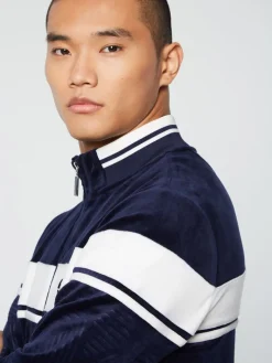 Hot Debossed Damarindo Velour Track Jacket- Maritime Blue Jackets