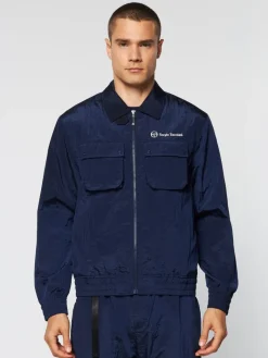 Online Devonte Track Jacket- Maritime Blue Nylon