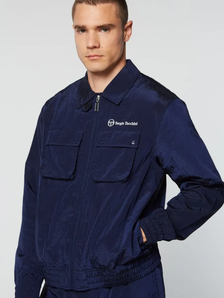 Online Devonte Track Jacket- Maritime Blue Nylon