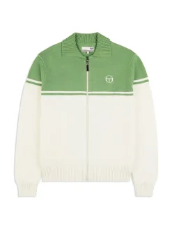 Hot Donato Knit Track Jacket- Gardenia/ Jade Green Knitwear