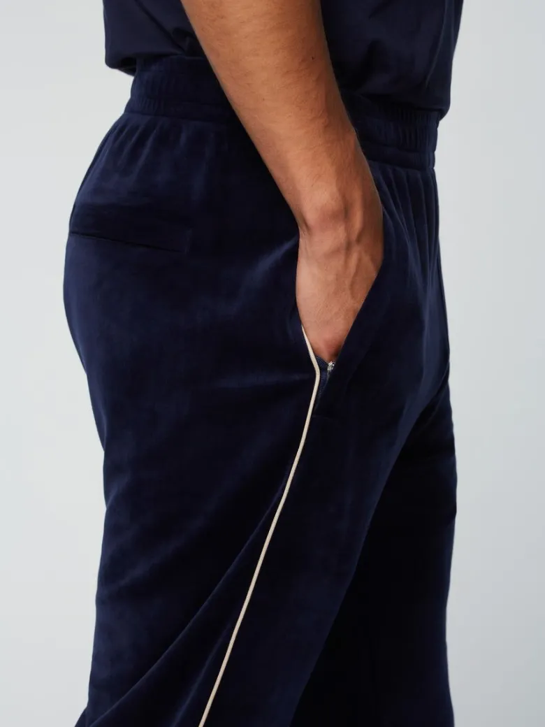 New Gallone Velour Track Pant- Maritime Blue Velour