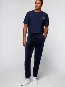 Fashion Gallone Velour Track Pant- Maritime Blue View All