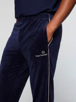 Fashion Gallone Velour Track Pant- Maritime Blue View All