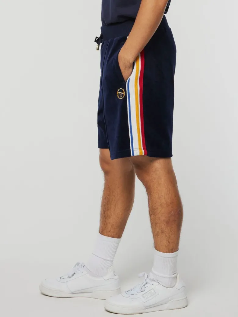 New Goran Velour Track Short Archivio- Maritime Blue Velour
