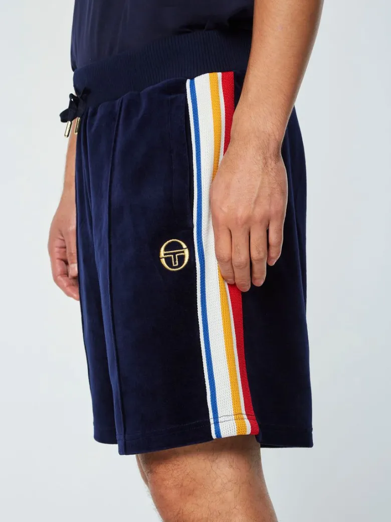 New Goran Velour Track Short Archivio- Maritime Blue Velour