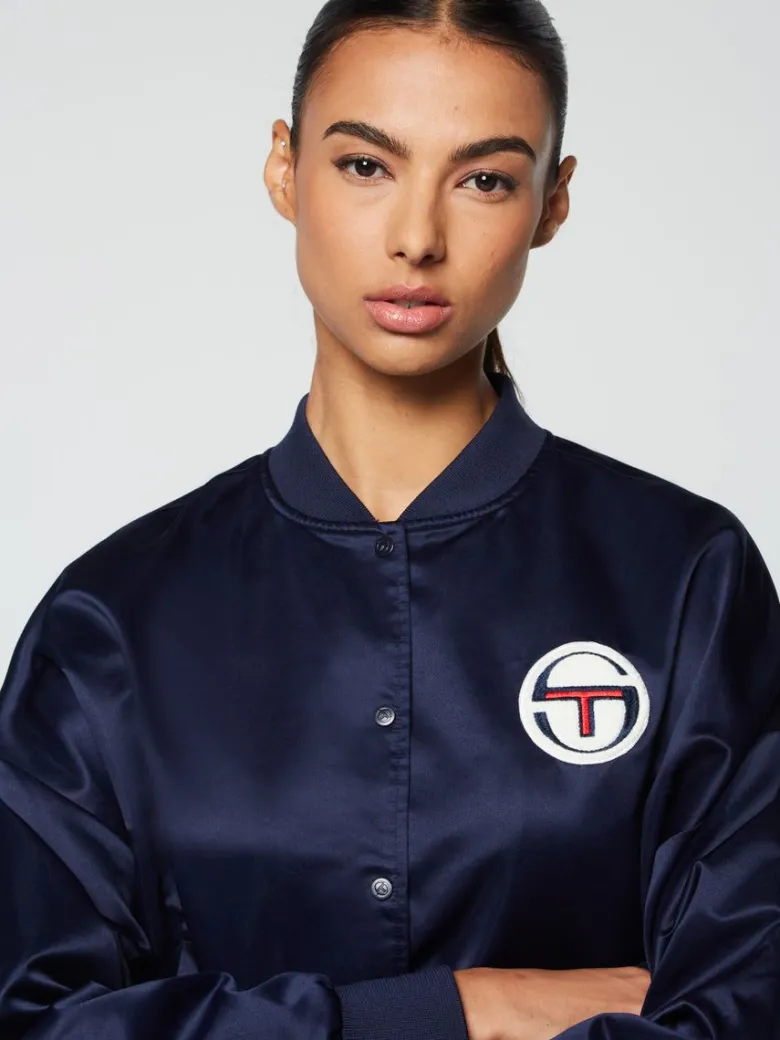 Fashion Miss Angela Bomber Jacket- Maritime Blue View All