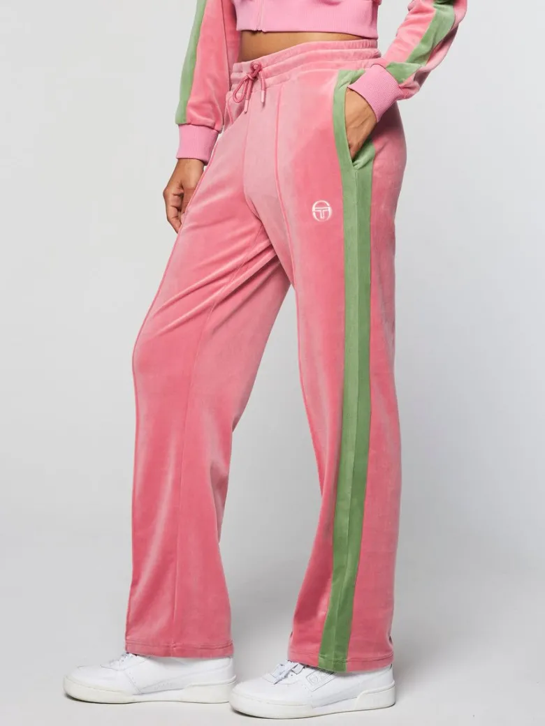 Clearance Miss Carlotta Velour Track Pant- Wild Rose Tracksuits