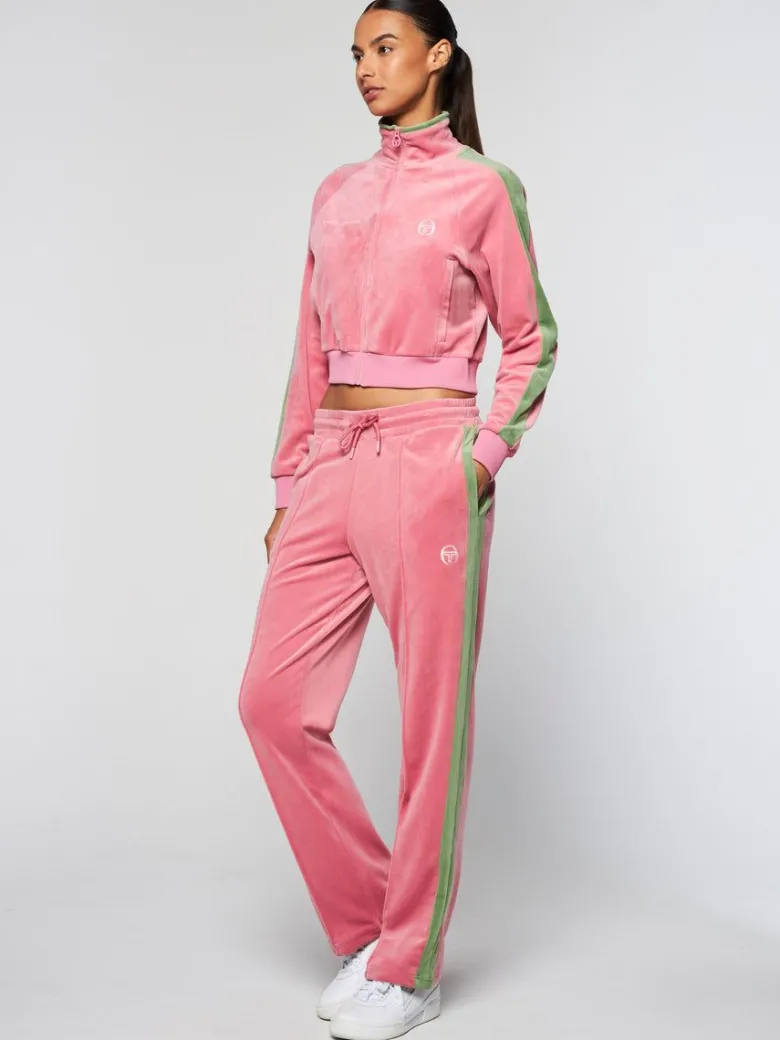Clearance Miss Carlotta Velour Track Pant- Wild Rose Tracksuits