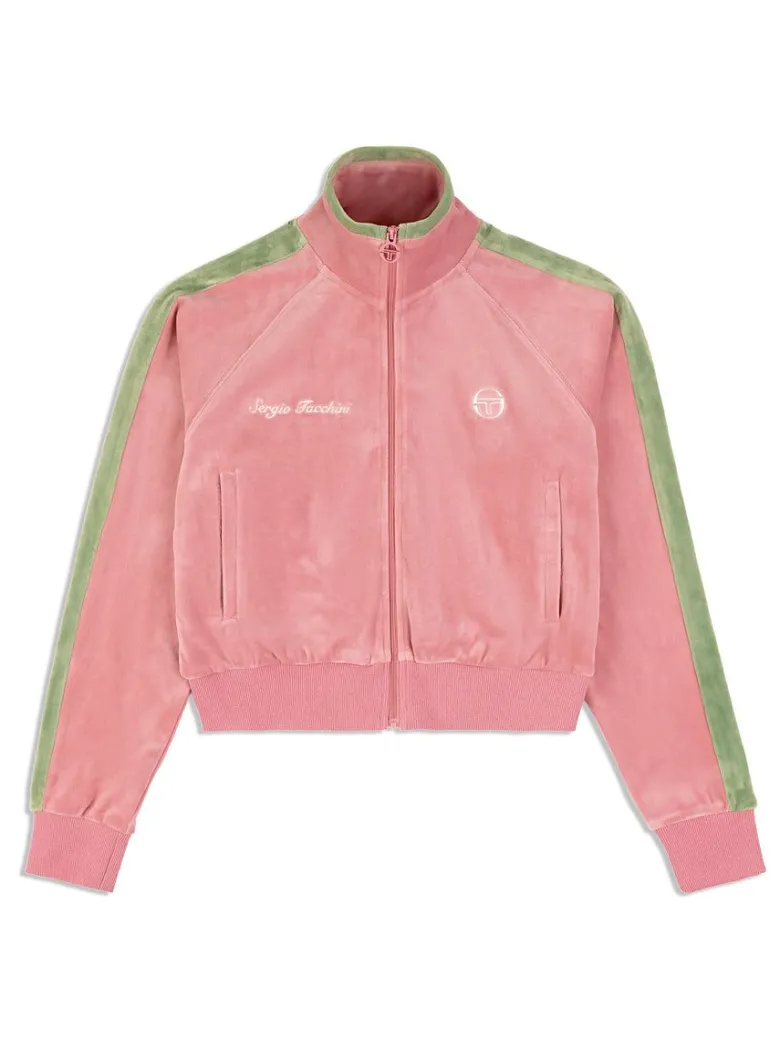 Fashion Miss Carlotta Velour Track Jacket- Wild Rose Velour