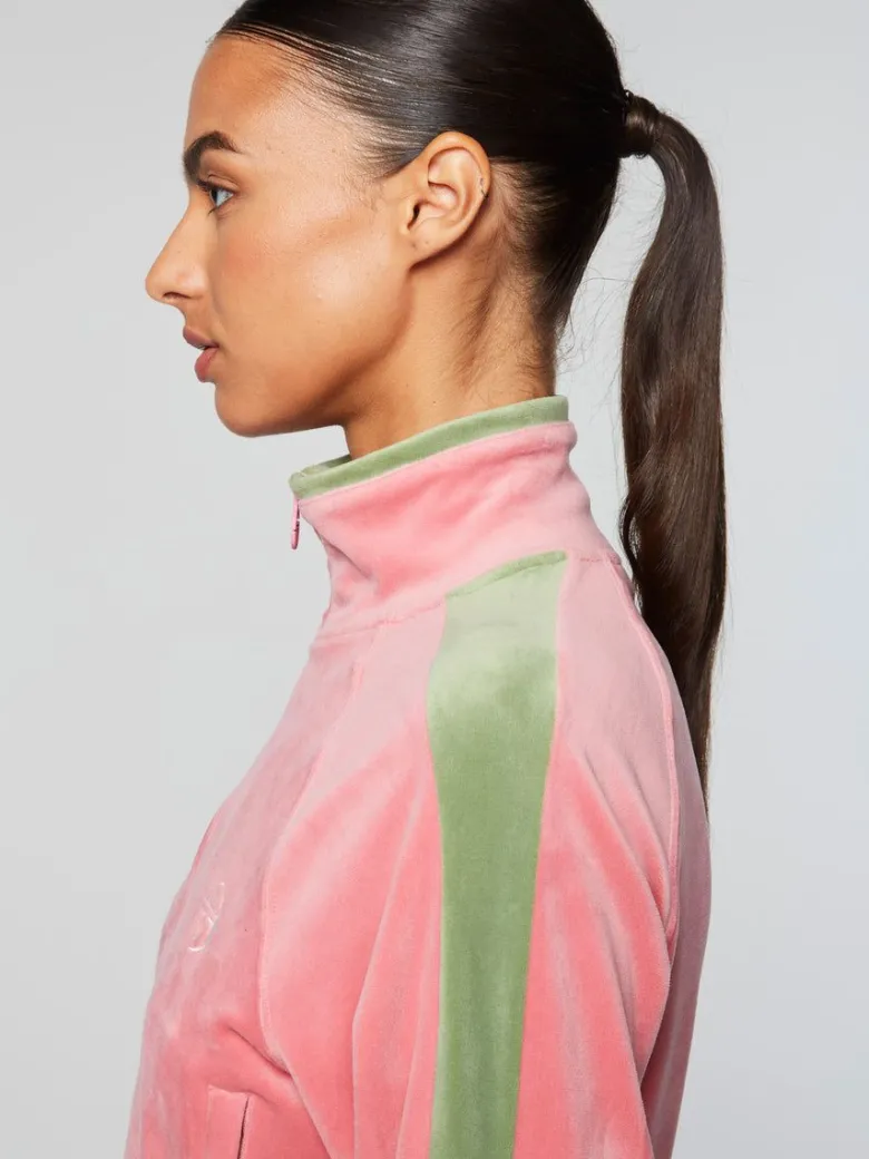 Fashion Miss Carlotta Velour Track Jacket- Wild Rose Velour