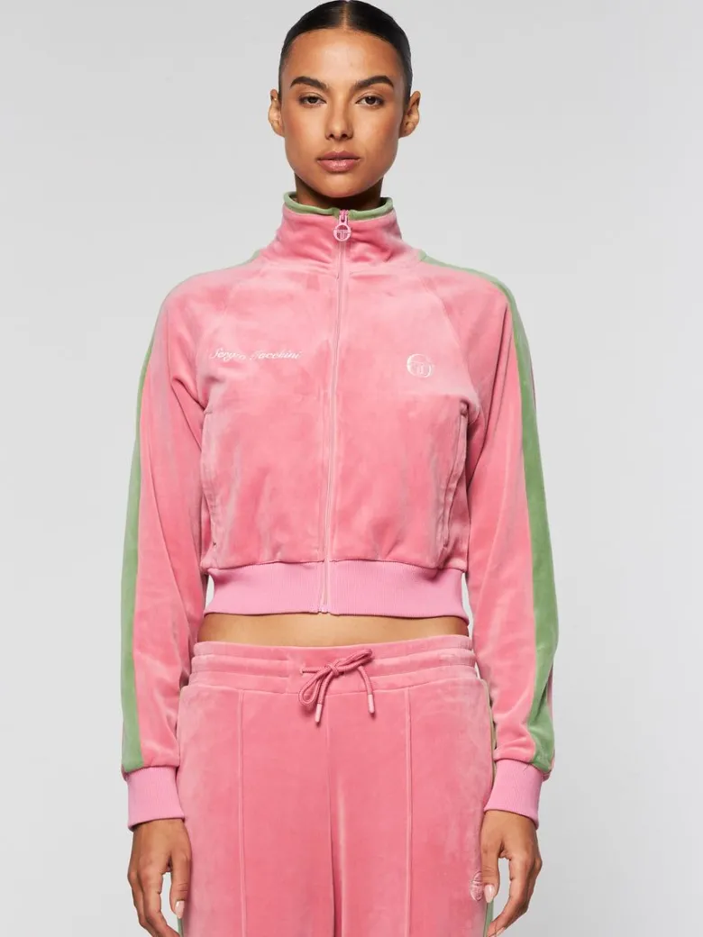 Discount Miss Carlotta Velour Track Jacket- Wild Rose Tracksuits