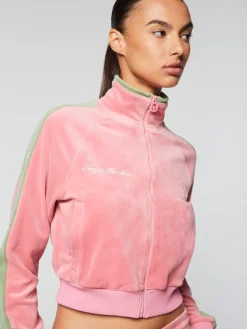 Discount Miss Carlotta Velour Track Jacket- Wild Rose Tracksuits