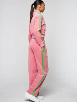 New Miss Carlotta Velour Track Pant- Wild Rose Velour