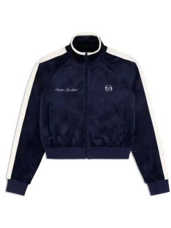 Best Miss Carlotta Velour Track Jacket- Maritime Blue Velour