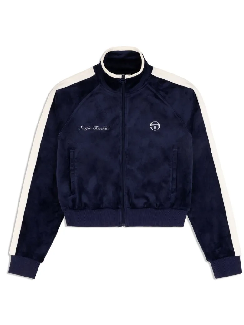 Best Miss Carlotta Velour Track Jacket- Maritime Blue Velour