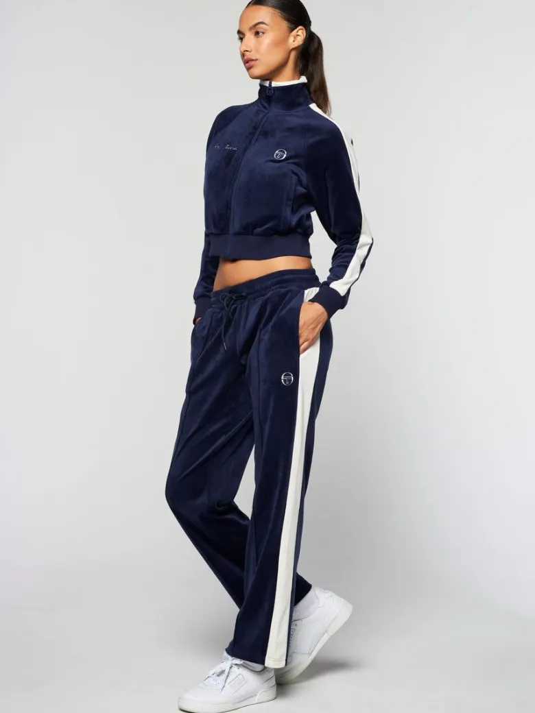 Best Miss Carlotta Velour Track Jacket- Maritime Blue Velour