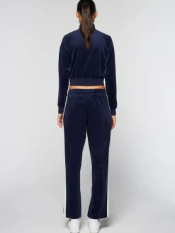 Best Miss Carlotta Velour Track Jacket- Maritime Blue Velour