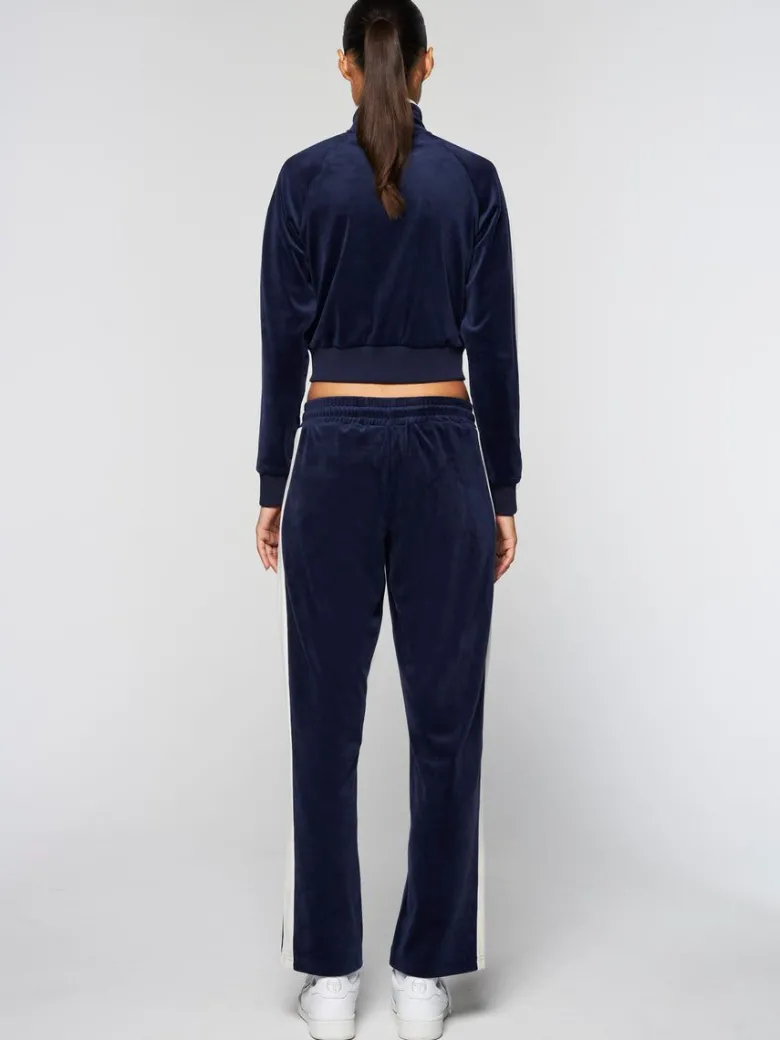 Best Miss Carlotta Velour Track Jacket- Maritime Blue Velour