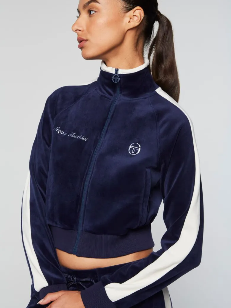 Best Miss Carlotta Velour Track Jacket- Maritime Blue Velour