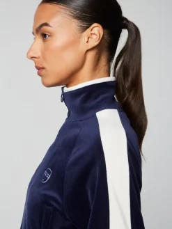 Best Miss Carlotta Velour Track Jacket- Maritime Blue Velour