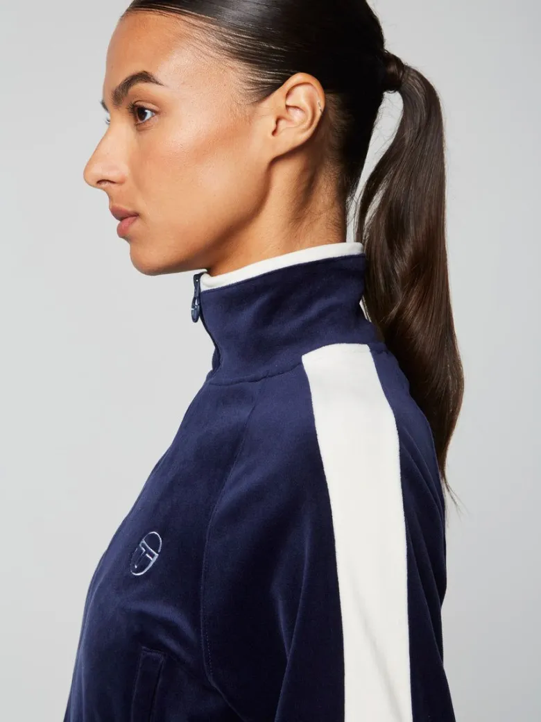 Best Miss Carlotta Velour Track Jacket- Maritime Blue Velour