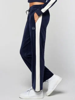 Outlet Miss Carlotta Velour Track Pant- Maritime Blue Velour